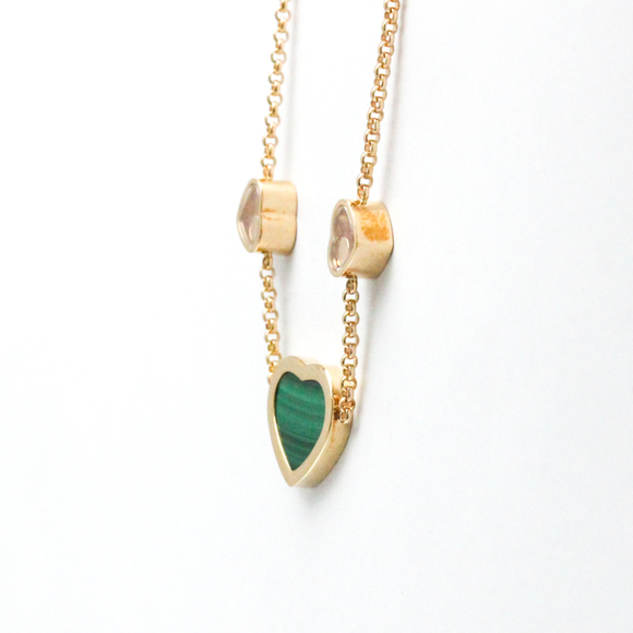 Chopard Happy Heart Malachite Diamond Necklace 81A082 Pink Gold (18K) Diamond... - Picture 3 of 11